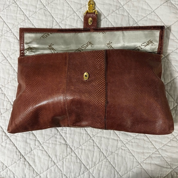 Vintage Ruth Saltz Genuine Lizard Skin With Tags Clutch Magnetic Closure VGUC - Picture 8 of 13